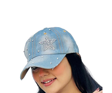 Rhinestone Star Shaped Boy Girls Snapback Hat